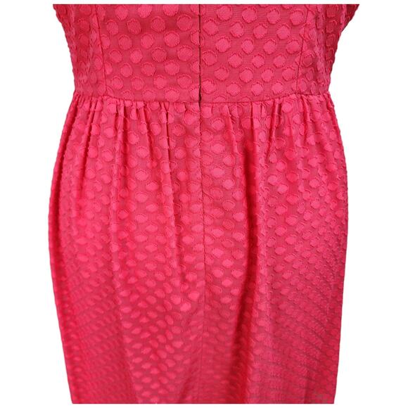 Nine West Dress Women’s 12 Fit & Flare Hot Pink Lined Textured Casual Church Wor - Picture 10 of 14